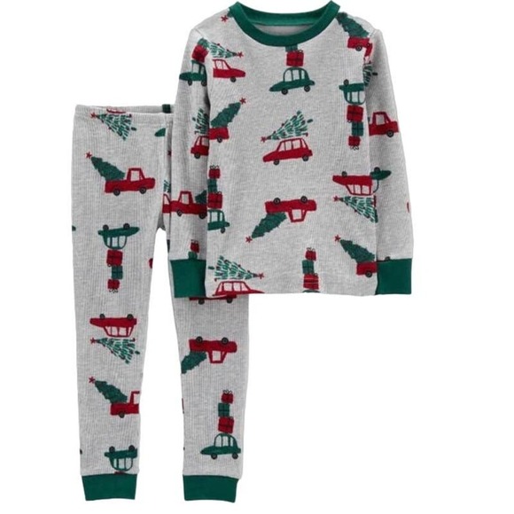 Carter's Just One You Christmas Cars Thermal Pajama Set Infant Size 12 Months - Picture 1 of 4